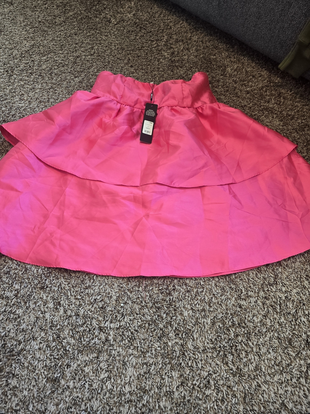 Fashion Nova Hot Pink Tiered Skater Skirt